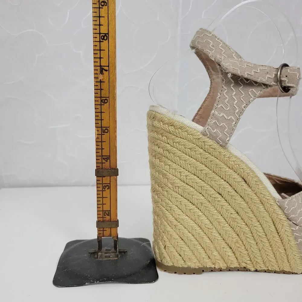 Charles David Womens Sandals Size 10 Taupe Wedge Heel Slingback Espadrille